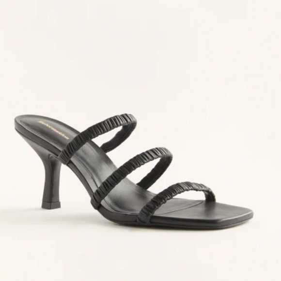 Reformation Shoes - Reformation Gina High Heel Ruched Sandal in Black